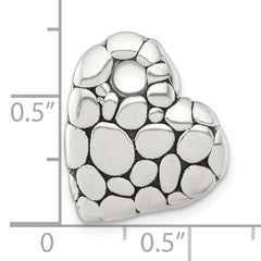 Sterling Silver Polished and Antiqued Pebbled Heart Chain Slide Pendant