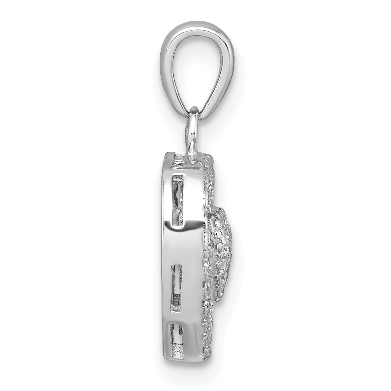 Sterling Silver Rhodium-plated White CZ Heart Pendant Secondary image