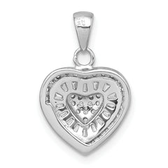 Sterling Silver Rhodium-plated White CZ Heart Pendant