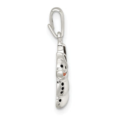 Sterling Silver Polished and Enameled Snowman Charm
