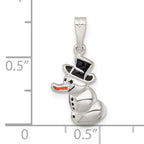 Sterling Silver Polished and Enameled Snowman Charm