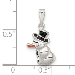 Sterling Silver Polished and Enameled Snowman Charm