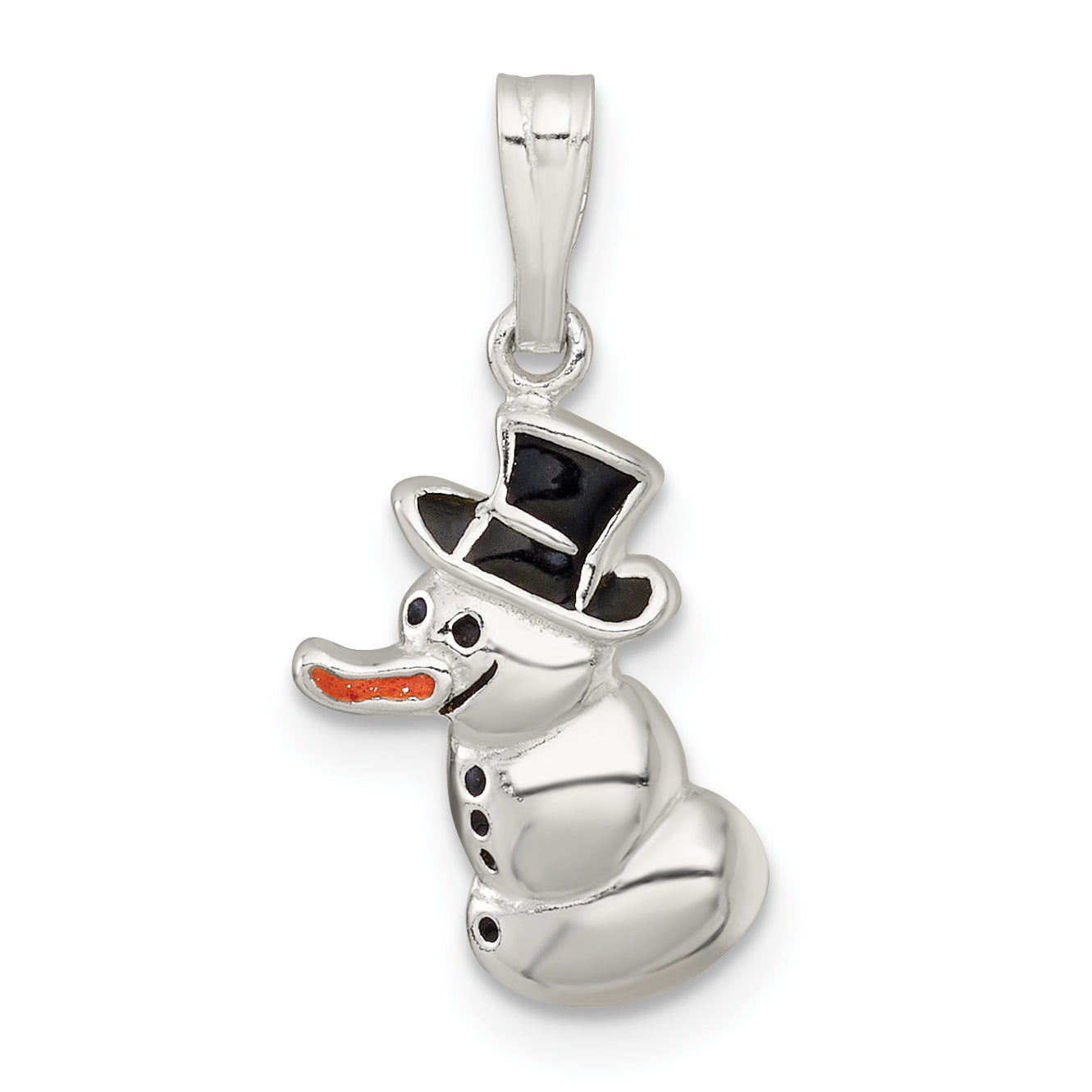 Sterling Silver Polished and Enameled Snowman Charm Main image