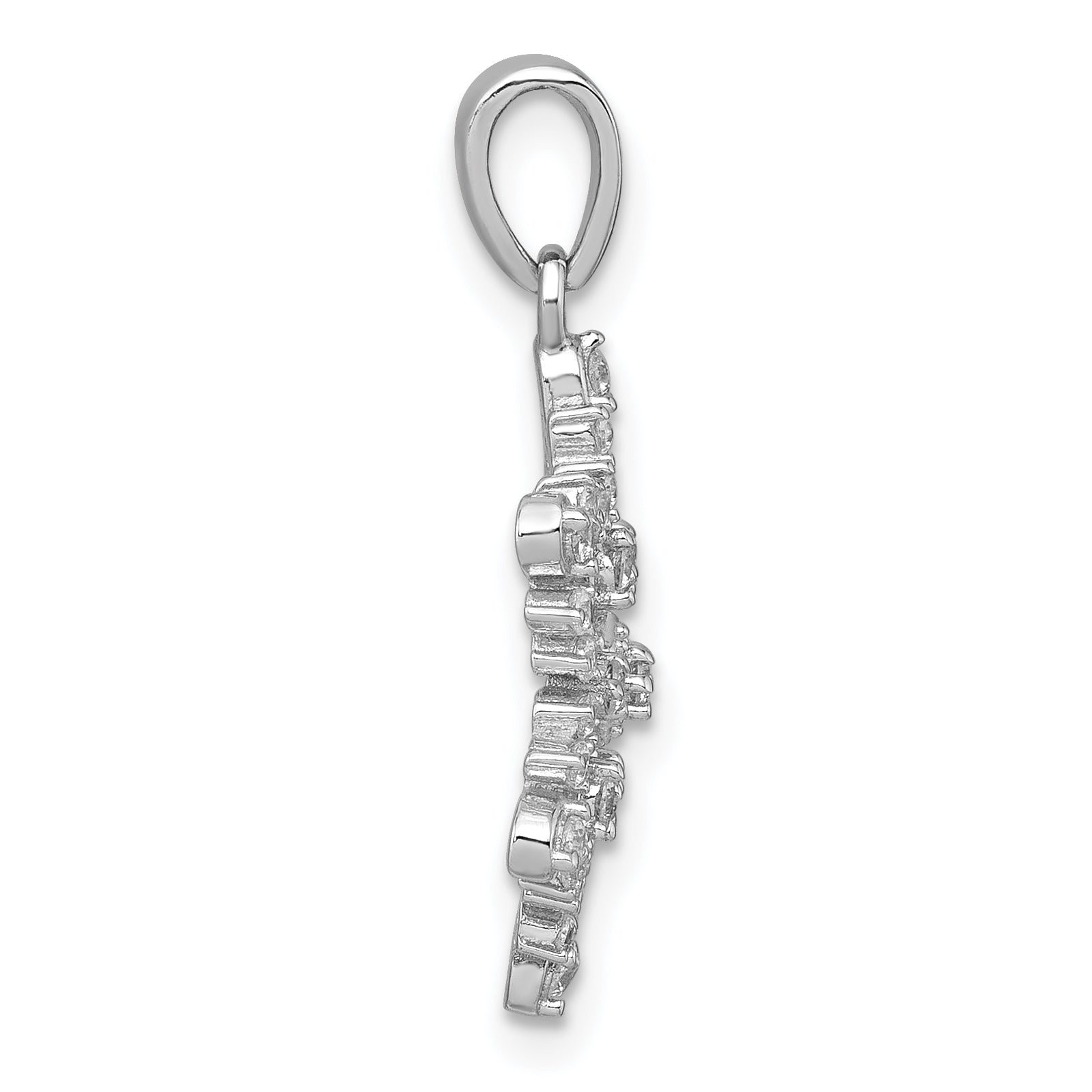Sterling Silver Rhodium-plated Polished CZ Snowflake Pendant