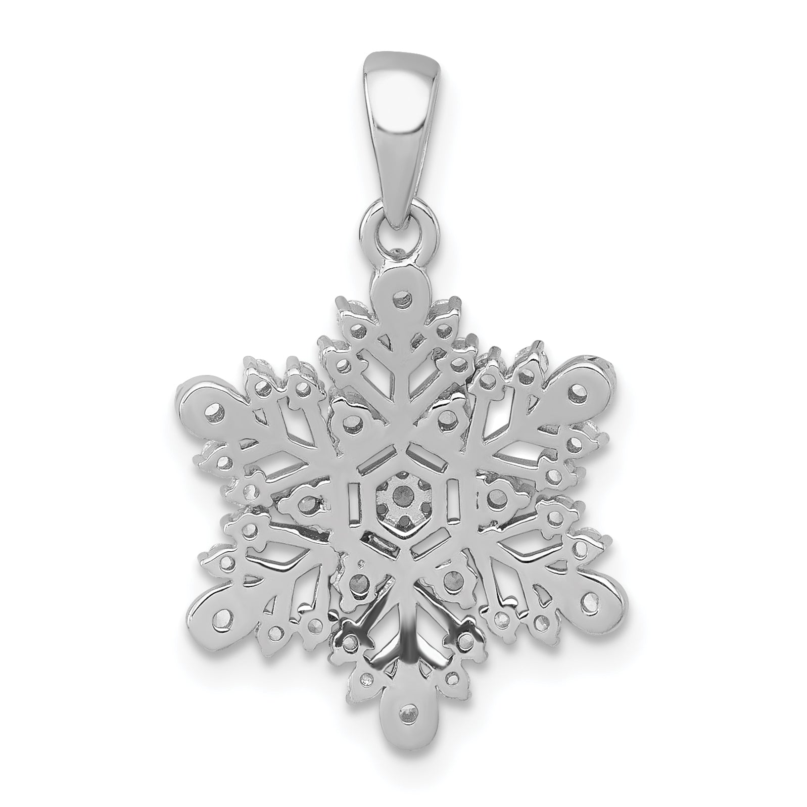 Sterling Silver Rhodium-plated Polished CZ Snowflake Pendant