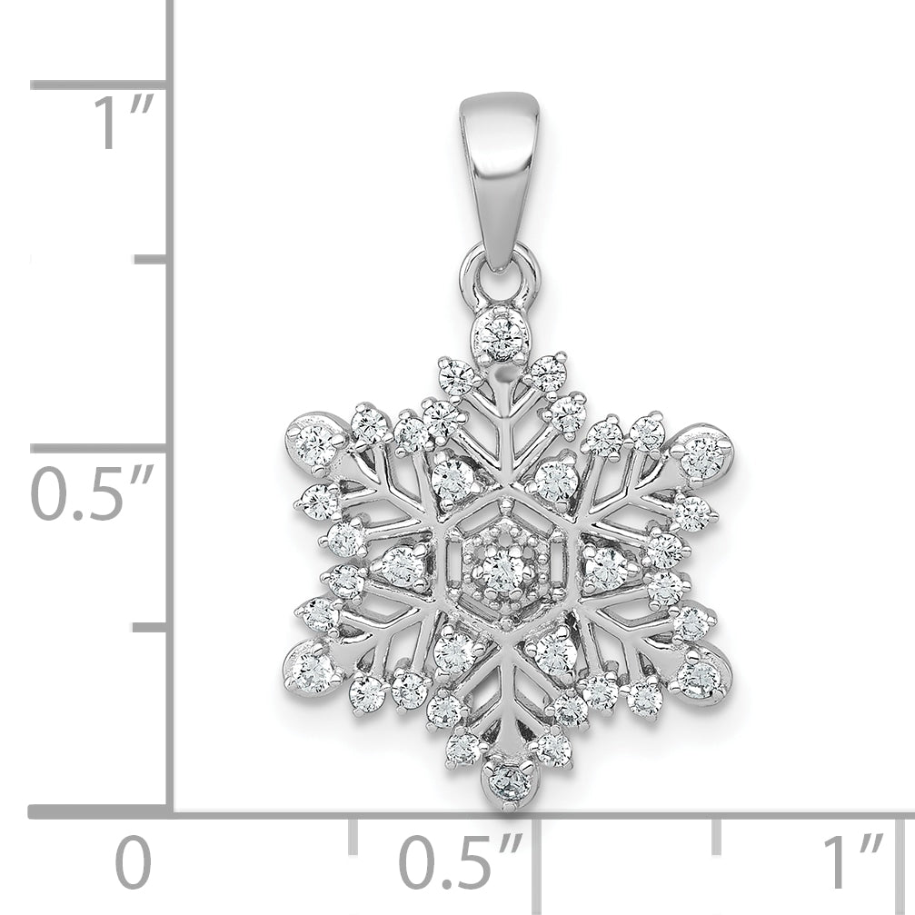 Sterling Silver Rhodium-plated Polished CZ Snowflake Pendant