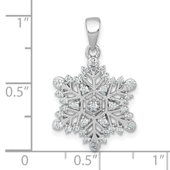 Sterling Silver Rhodium-plated Polished CZ Snowflake Pendant