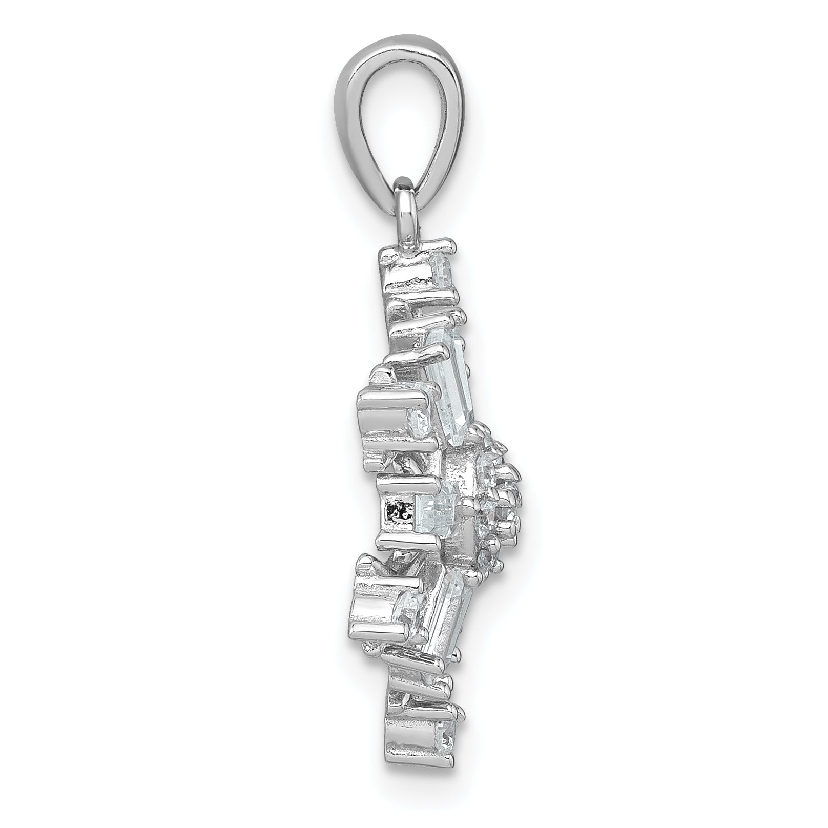 Sterling Silver Rhodium-plated Polished CZ Snowflake Pendant Secondary image