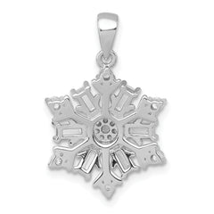 Sterling Silver Rhodium-plated Polished CZ Snowflake Pendant