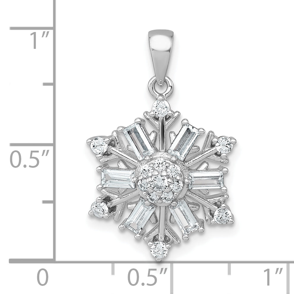 Sterling Silver Rhodium-plated Polished CZ Snowflake Pendant