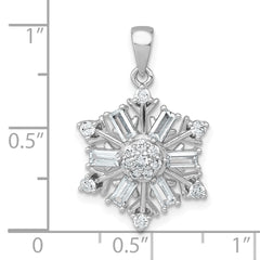 Sterling Silver Rhodium-plated Polished CZ Snowflake Pendant