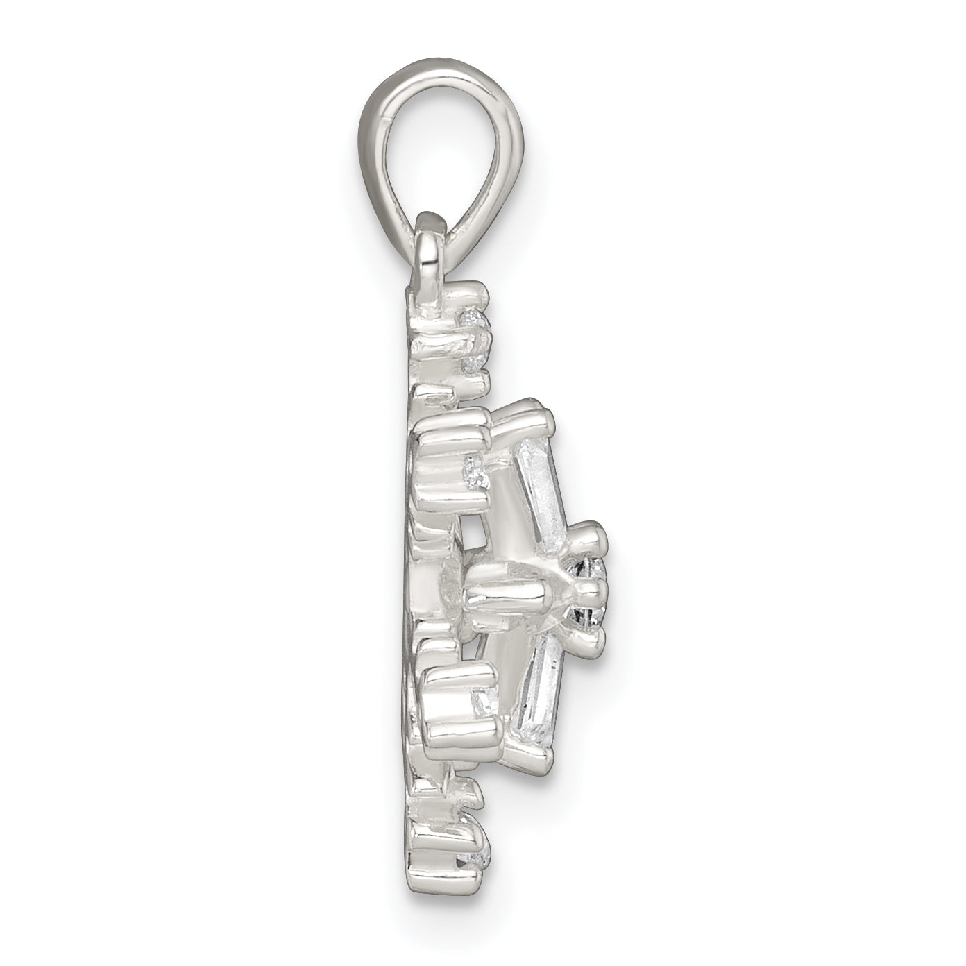 Sterling Silver Polished CZ Snowflake Pendant