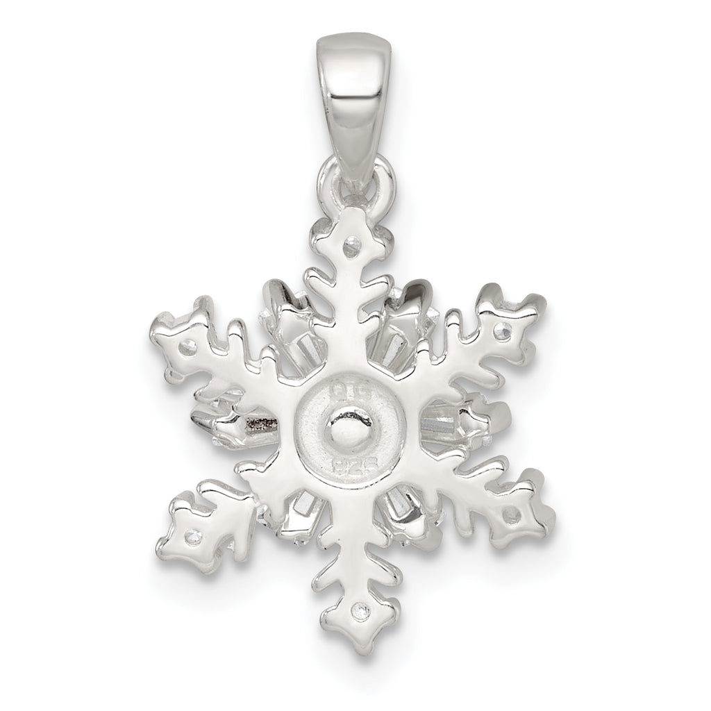 Sterling Silver Polished CZ Snowflake Pendant