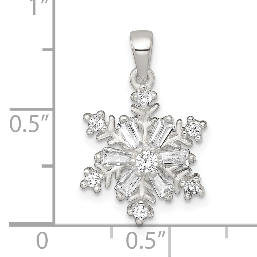 Sterling Silver Polished CZ Snowflake Pendant