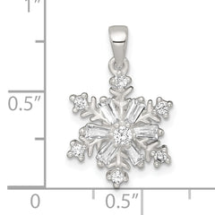 Sterling Silver Polished CZ Snowflake Pendant