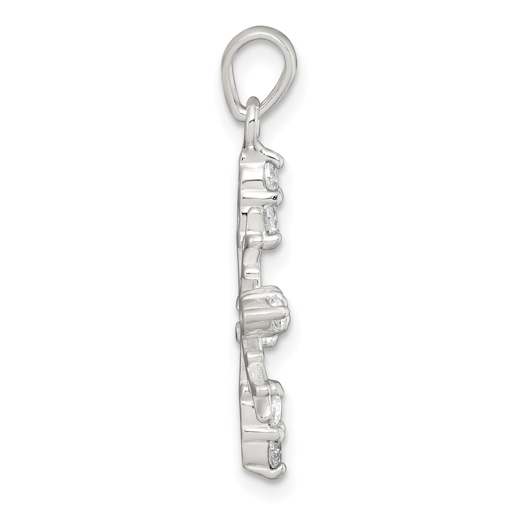 Sterling Silver Polished CZ Snowflake Pendant