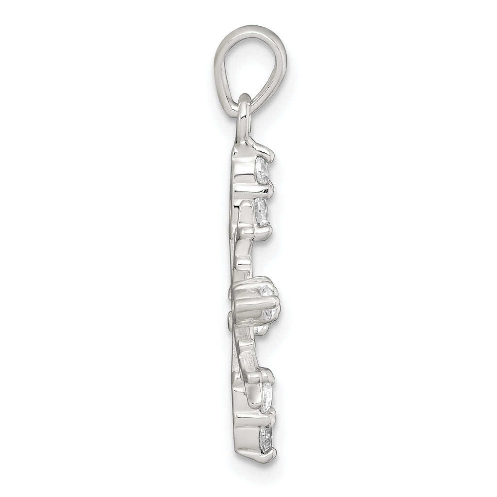 Sterling Silver Polished CZ Snowflake Pendant