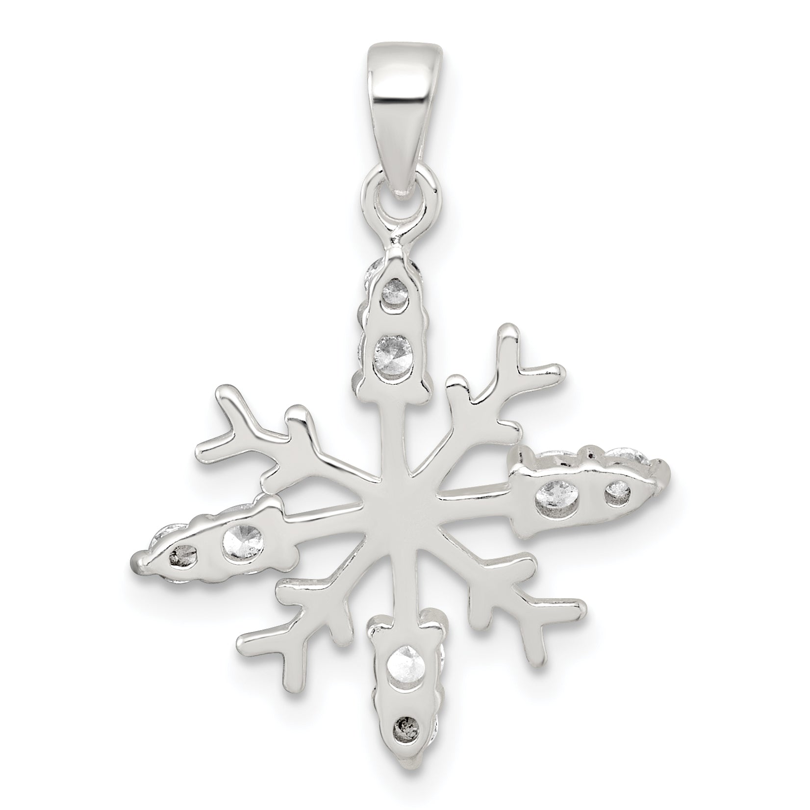 Sterling Silver Polished CZ Snowflake Pendant