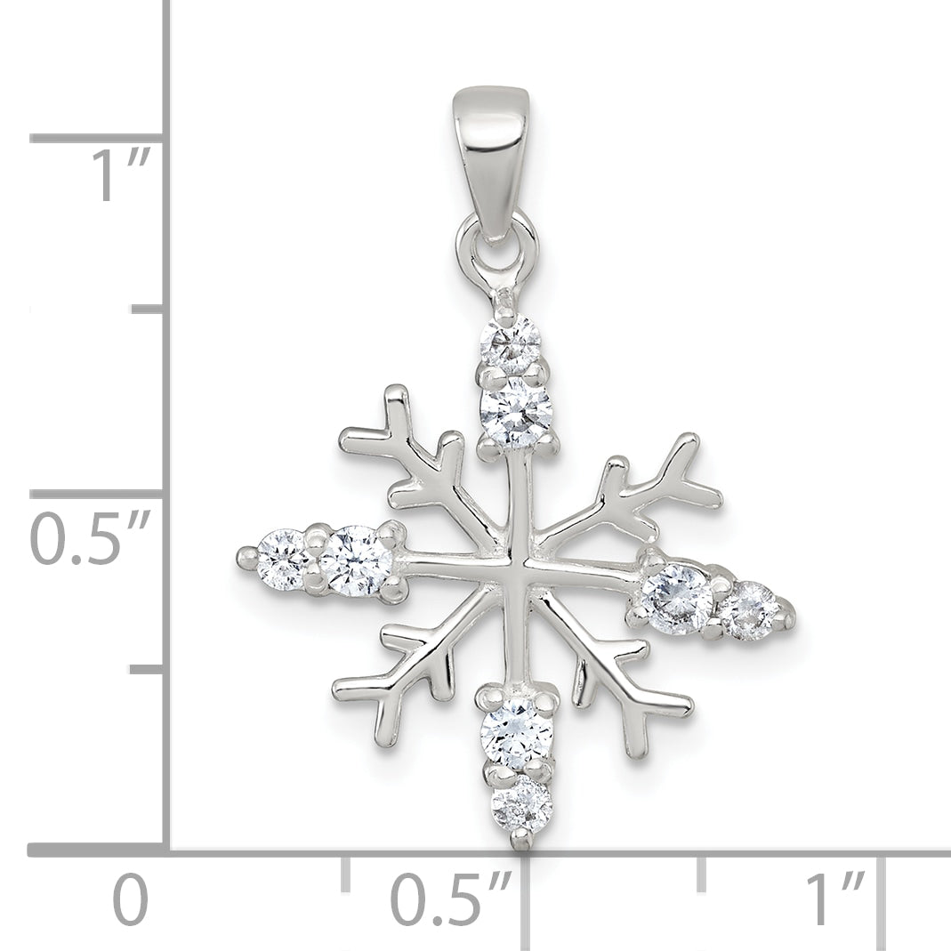 Sterling Silver Polished CZ Snowflake Pendant