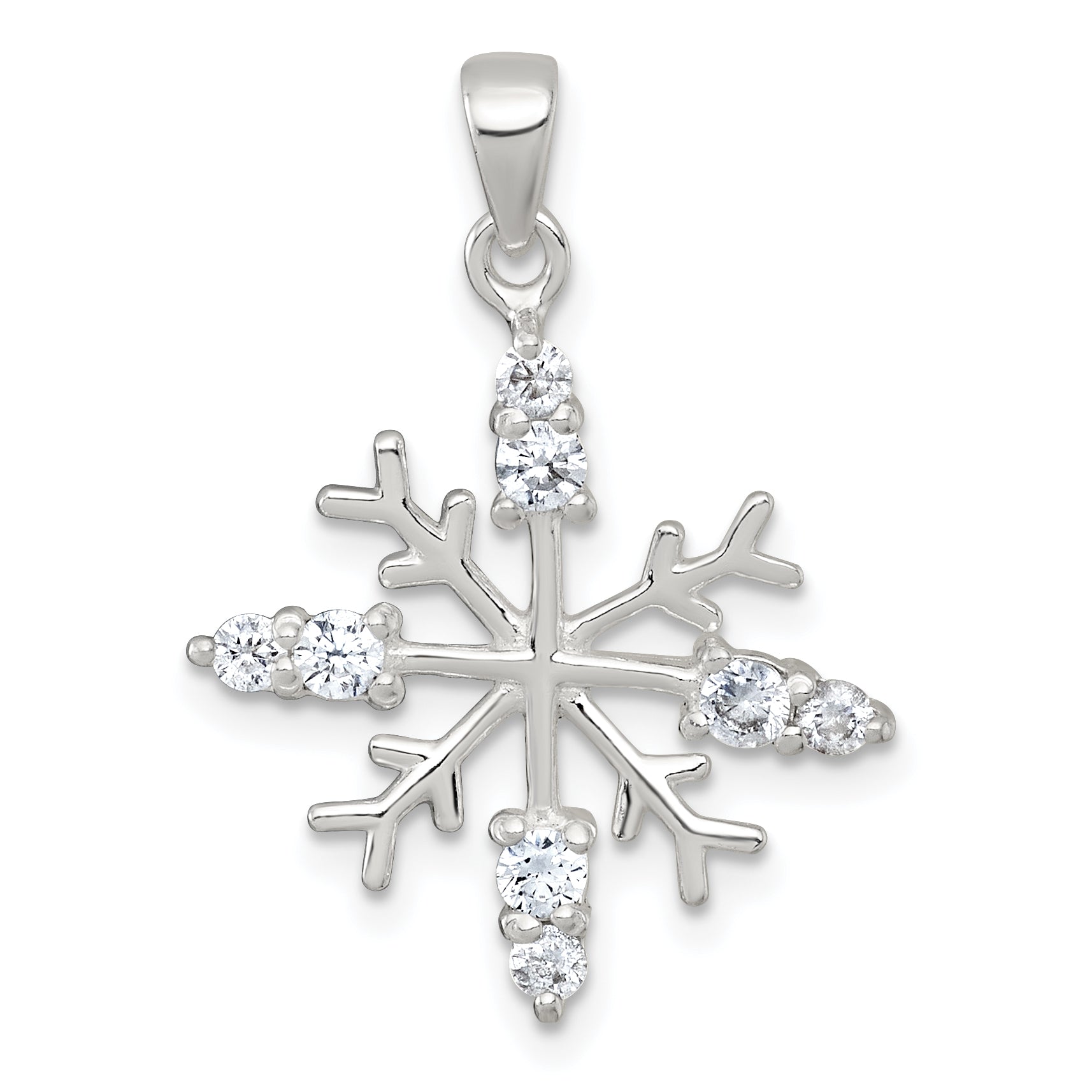 Sterling Silver Polished CZ Snowflake Pendant Main image