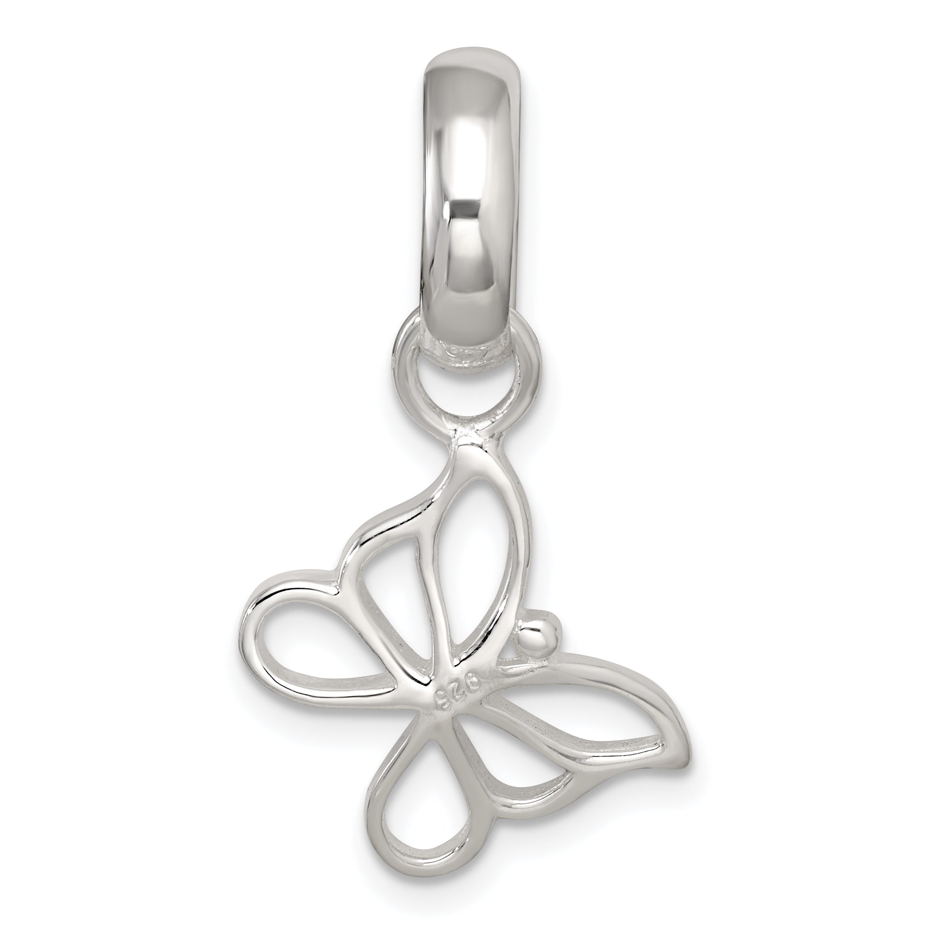 Sterling Silver Polished Cut-out Butterfly Pendant