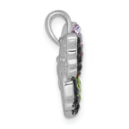 Sterling Silver Rhodium-plated Polished Purple/Green/Black Crystal Butterfly Pendant