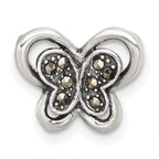 Sterling Silver Antiqued Marcasite Butterfly Chain Slide Pendant