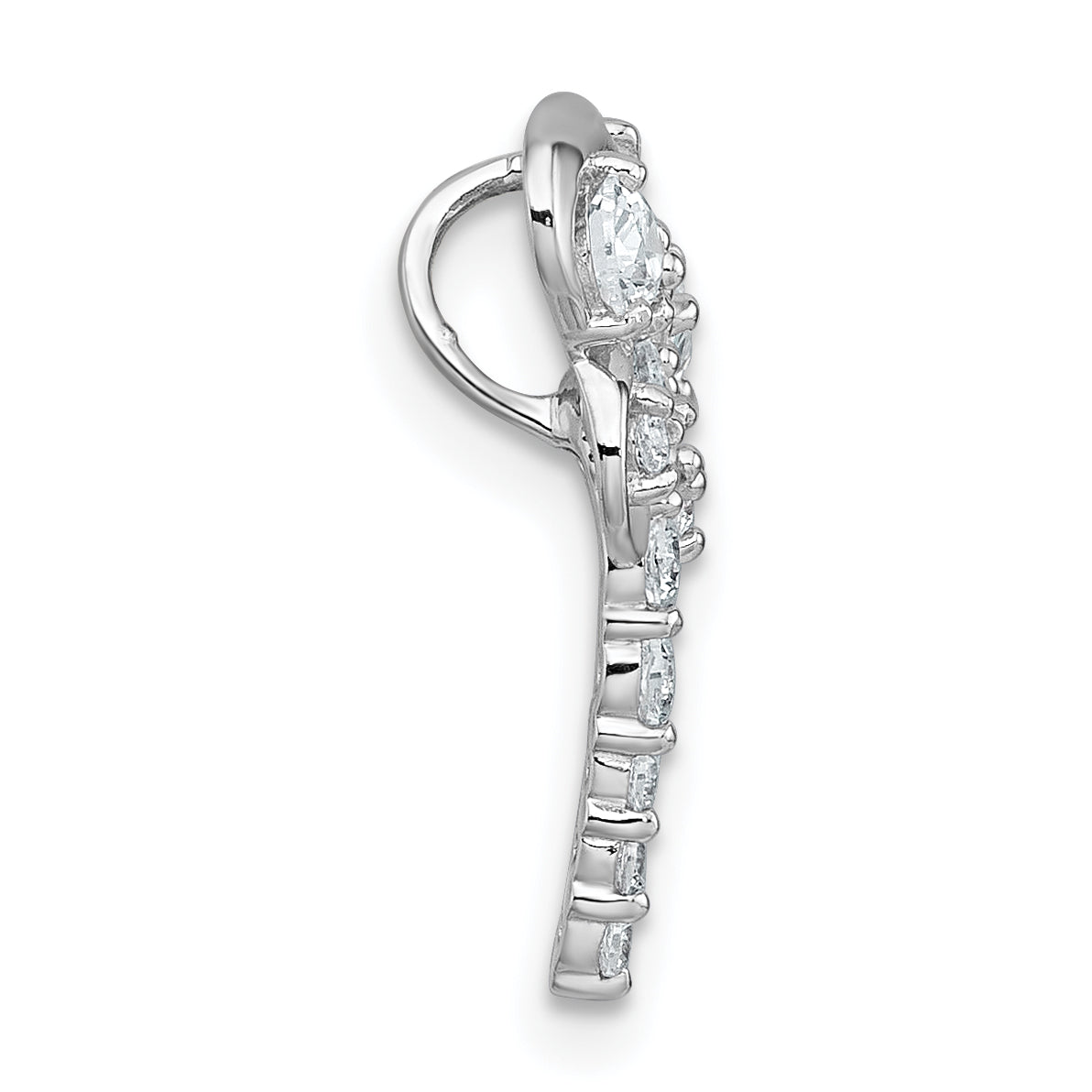 Sterling Silver Rhodium-plated Polished CZ Dragonfly Chain Slide Pendant Secondary image