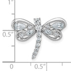 Sterling Silver Rhodium-plated Polished CZ Dragonfly Chain Slide Pendant