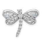 Sterling Silver Rhodium-plated Polished CZ Dragonfly Chain Slide Pendant