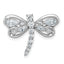 Sterling Silver Rhodium-plated Polished CZ Dragonfly Chain Slide Pendant