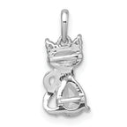 Sterling Silver Rhodium-plated White CZ Cat Pendant