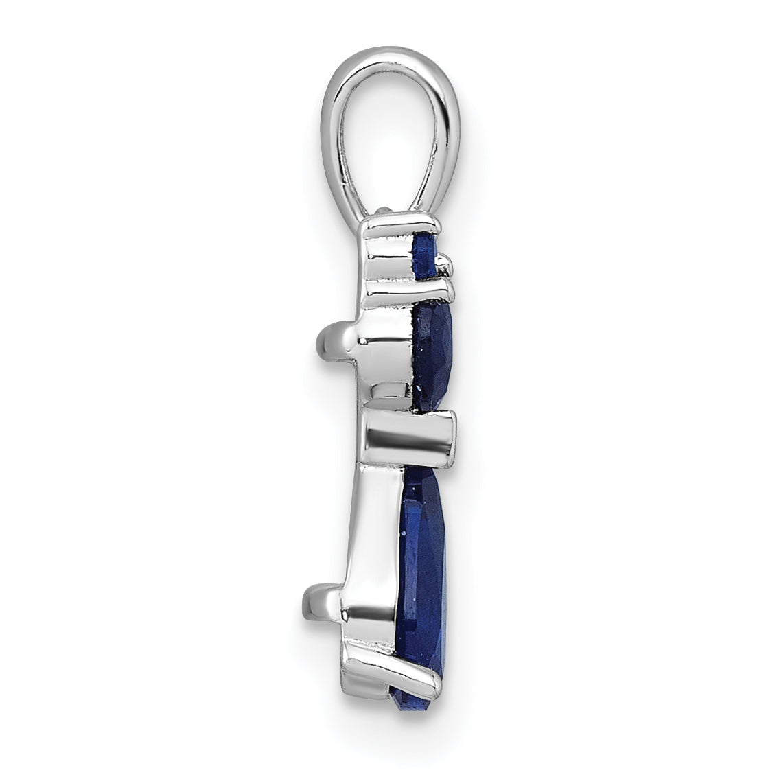 Sterling Silver Rhodium-plated Blue Lab Created Sapphire Cat Pendant Secondary image