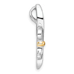 Sterling Silver Rhodium-plated with 14k Accent Polished CZ Fleur De Lis Chain Slide Pendant