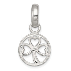 Sterling Silver Polished Cut-out 3-leaf Clover in Circle Pendant
