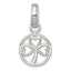 Sterling Silver Polished Cut-out 3-leaf Clover in Circle Pendant