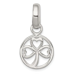 Sterling Silver Polished Cut-out 3-leaf Clover in Circle Pendant