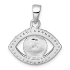 Sterling Silver Rhodium-plated Polished CZ and Glass Stone Evil Eye Pendant