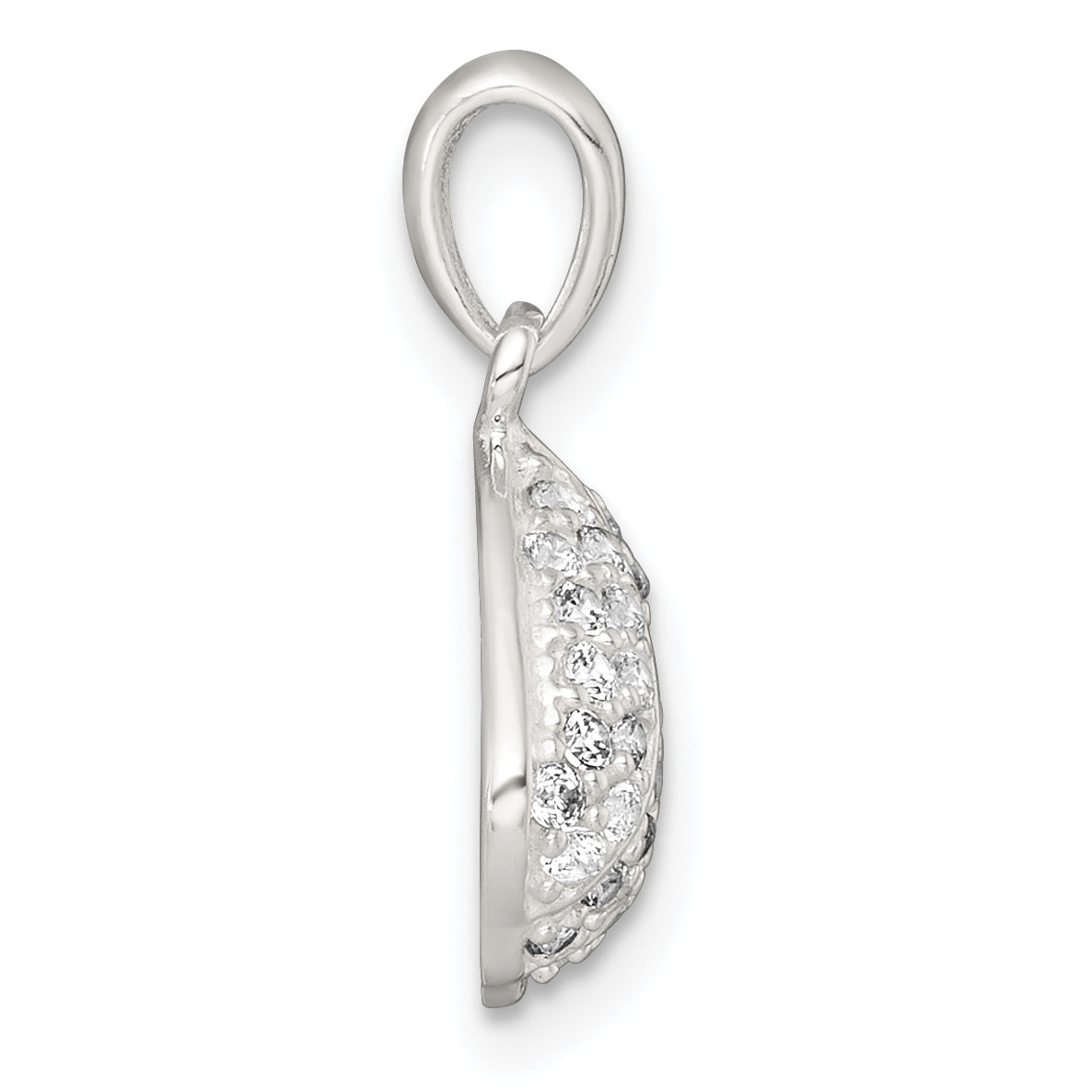 Sterling Silver Polished CZ Shell Pendant