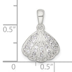Sterling Silver Polished CZ Shell Pendant