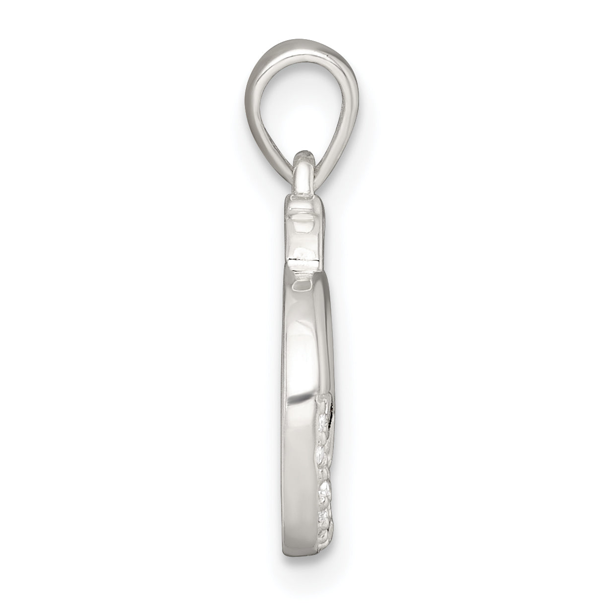 Sterling Silver Polished Pink and White CZ Cut-out Whale Pendant Secondary image