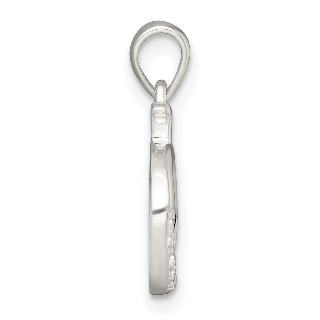 Sterling Silver Polished Pink and White CZ Cut-out Whale Pendant