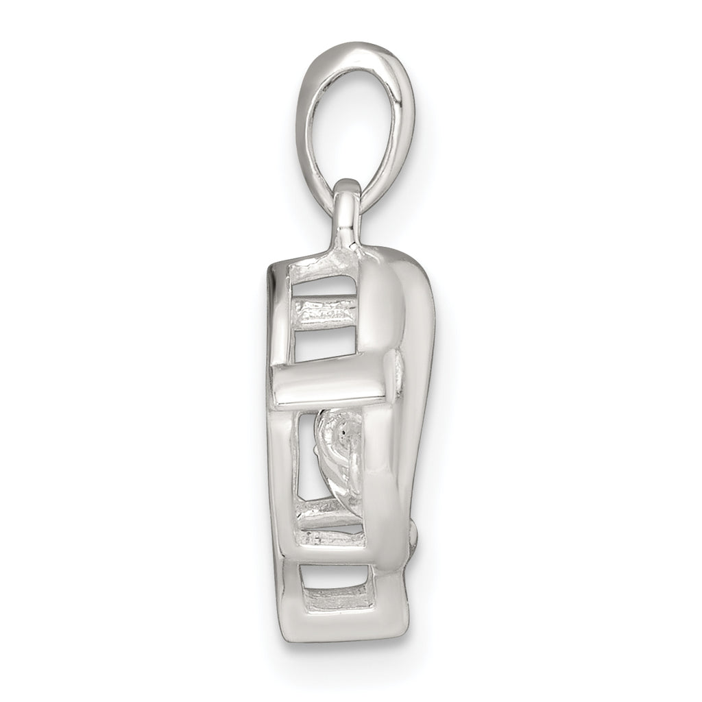 Sterling Silver Polished Vibrant Moving CZ 2-Dolphin Pendant