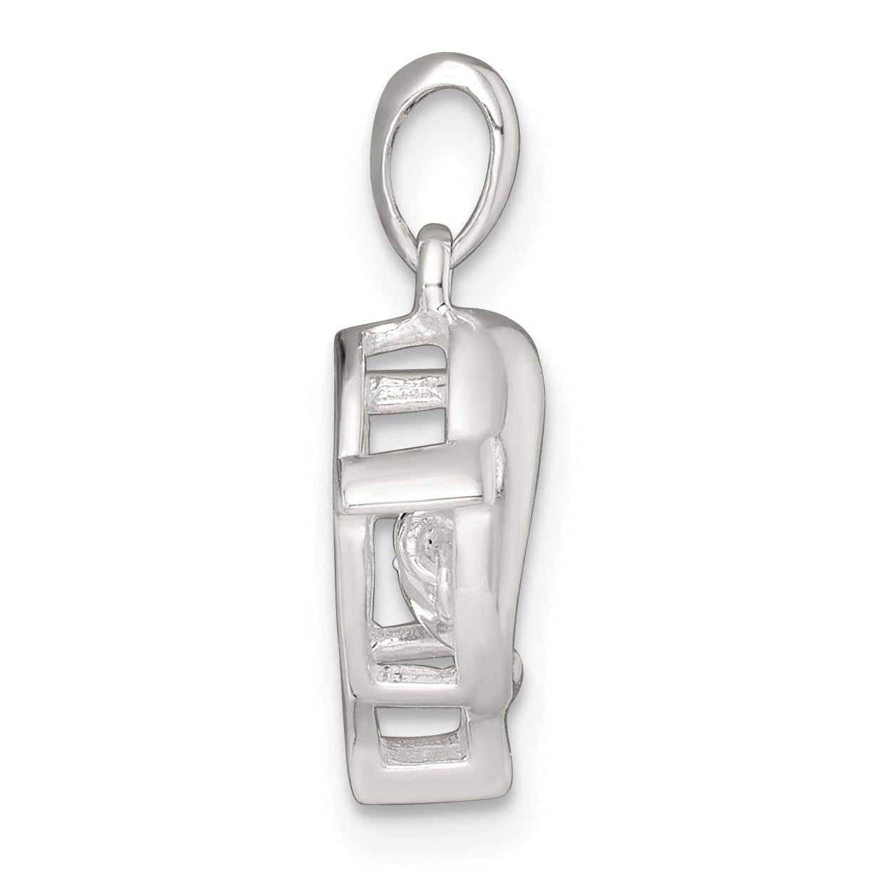 Sterling Silver Polished Vibrant Moving CZ 2-Dolphin Pendant