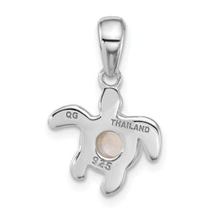 Sterling Silver Rhodium-plated Polished Mother of Pearl Turtle Pendant