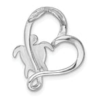 Sterling Silver Rhodium-plated Polished Blue Lab Created Opal Turtle Open Heart Chain Slide Pendant