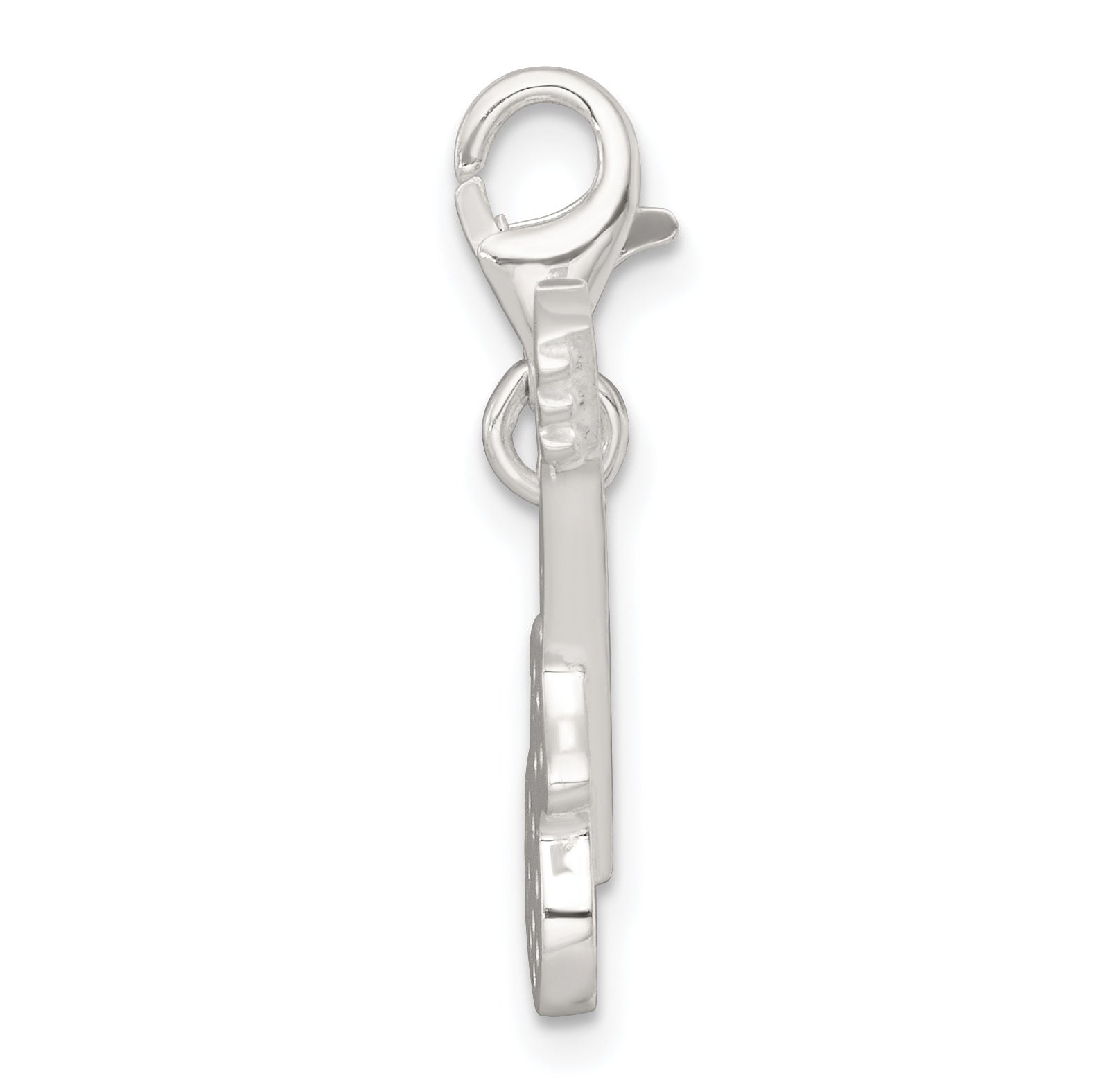 Sterling Silver Polished CZ Guitar with Lobster Clasp Charm Secondary image