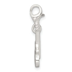 Sterling Silver Polished CZ Guitar with Lobster Clasp Charm