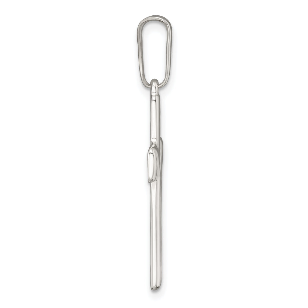 Sterling Silver Polished and Grooved Latin Cross Pendant