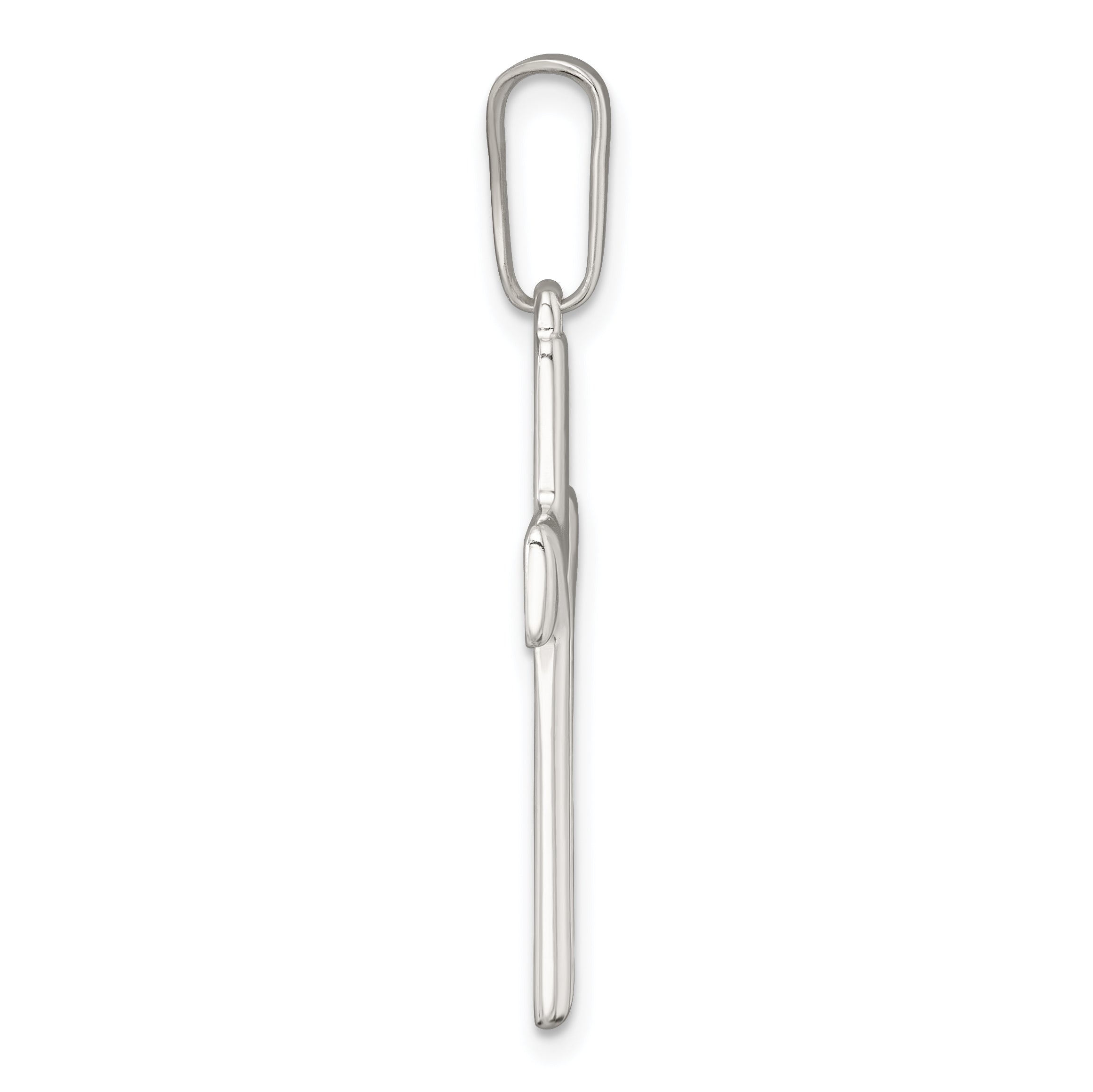 Sterling Silver Polished and Grooved Latin Cross Pendant
